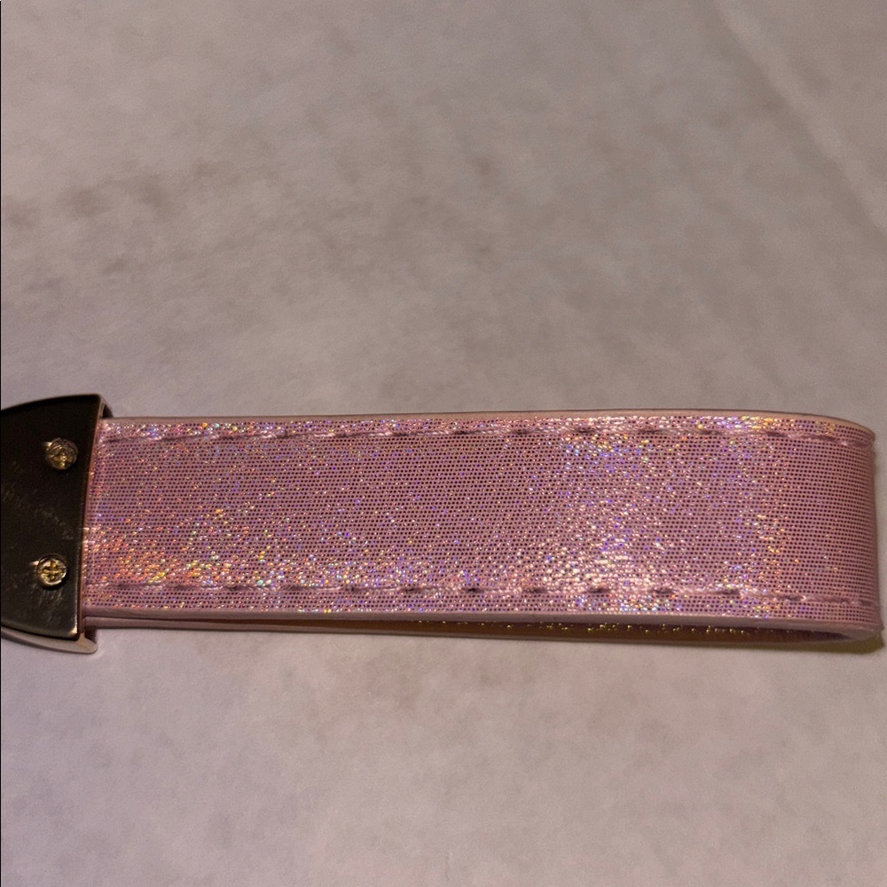 Pink Glittery Key Chain with Gold Buckle